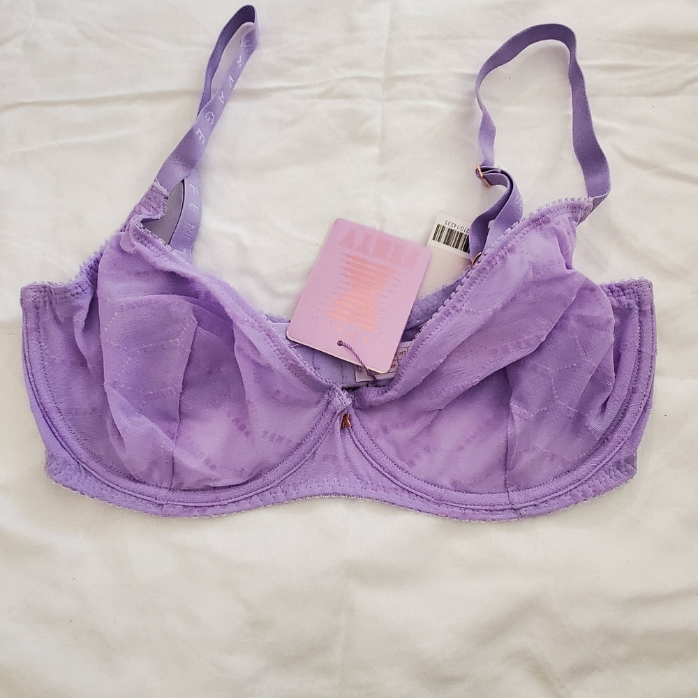 SAVAGE x FENTY Flocked Logo Lavender Unlined Bra